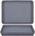 13 Inch Plant Trays, Grey Pebble Tray for Plant Humidity, Rectangular Planter Saucers for Indoor Outdoor Plants(Pack of 3) by GREANER