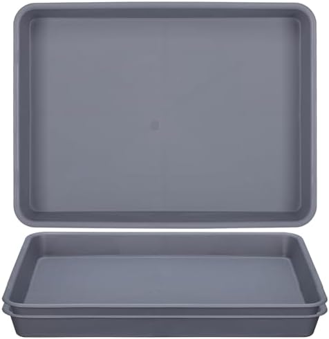 13 Inch Plant Trays, Grey Pebble Tray for Plant Humidity, Rectangular Planter Saucers for Indoor Outdoor Plants(Pack of 3) by GREANER
