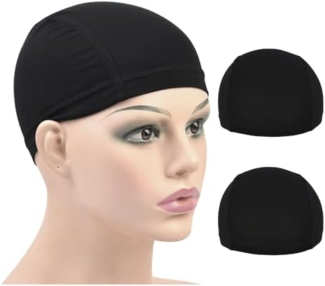 2 Pcs Wig Caps Bamboo Fiber Wig Cap Elastic Breathable Wigs Grip Cap Wig Liner Cap (Black) by YTBYT