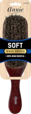 Annie Wave Soft Brush (Model 2080) - Natural Wood Handle, Boar Bristles, Detangler by AnnieInternational
