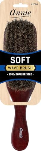 Annie Wave Soft Brush (Model 2080) - Natural Wood Handle, Boar Bristles, Detangler by AnnieInternational