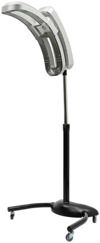Standing Hair Dryer, 950W Vertical Salon Hair Dryer, Height Adjustable Floor Hair Color Processor 360° Swivel Salon Hair U-Shaped Heater with TEM & Time Adjustment for Perms, Hot Oil, Silver by Unknown