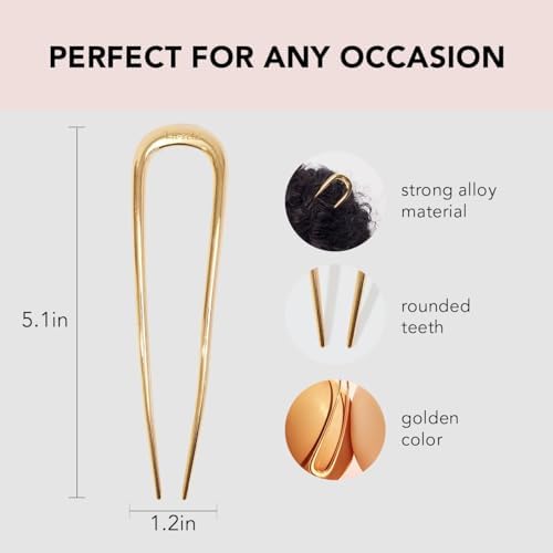 Kitsch French Hair Pins for Women | Secure Hold All Day - Gold, 2pcs - Image 2