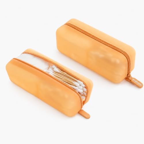 Cotton Pad Swab Travel Case, 2-in-1 Waterproof Organizer - Peach Glow - Image 2
