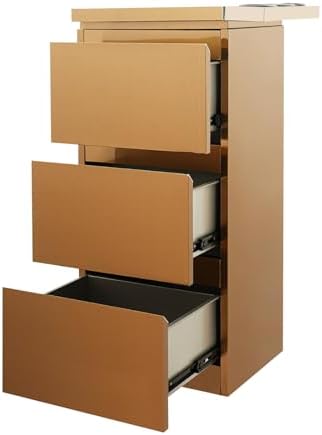 3-Drawer Barber Storage Cabinet - 201 Stainless Steel Hairdressing Tool Organizer with Hair Dryer Holder (17.9x11.8x32.7in) for Salon/Bathroom/Home (Rose Gold) - Image 4