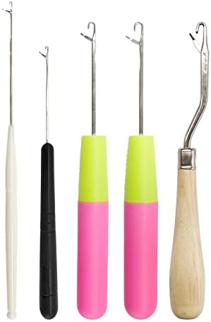 5PCS Latch Hook, Different Sizes Small Crochet Hooks Needle for Hair by HSYMQ