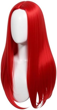 Long Red Staight Wig for Girls Middle Parting Wig for Kid Halloween Cosplay Wigs (Red/Straight) - Image 6