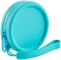 Small Silicone Makeup Bag for Women Round Purse Essentials Portable Cosmetic Accessories Organizer Small Travel Kit Storage Pouch (Blue) by WHHJM