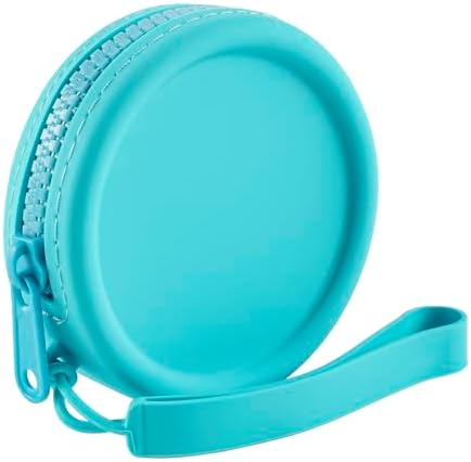 Small Silicone Makeup Bag for Women Round Purse Essentials Portable Cosmetic Accessories Organizer Small Travel Kit Storage Pouch (Blue) by WHHJM