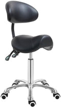 Antlu Saddle Stool Chair with Back Support, Ergonomic Esthetician Stool Chair for Salon Tattoo Spa Medical Dentist Clinic (with Backrest, Black) by Antlu