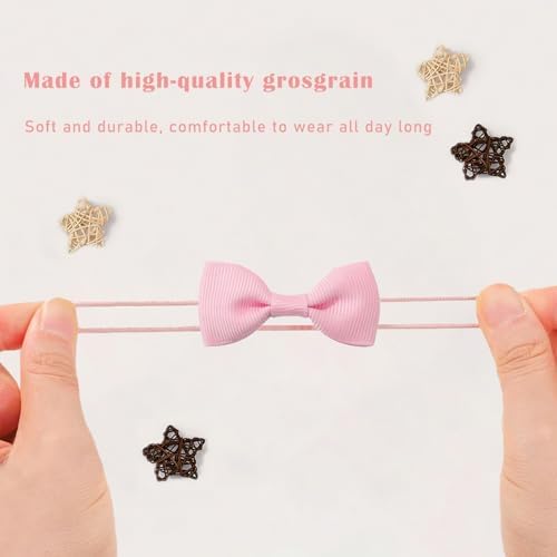 40Pcs Baby Hair Ties with Bows Elastic Ponytail Holders Small Hair Accessories for Kids Toddlers Infants (Mixed color 1) - Image 5