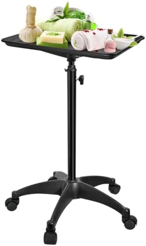JOSTZHXIN Salon Rolling Tray, Premium Aluminum Tattoo Tray Rolling Cart, Height Adjustable Styling Tray, Service Storage Tray Trolley for Beauty Salon Clinic Spa - Image 7