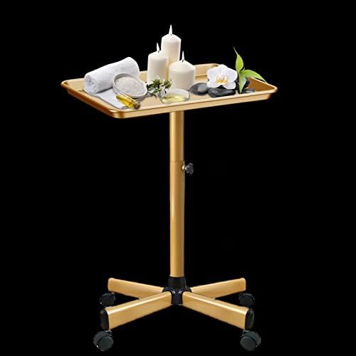 Colden Salon Tray, Salon Rolling Tray Cart with Wheels, Tattoo Tray Adjustable Color Tray（Gold） - Image 5