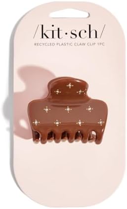 Kitsch Rhinestone Hair Claw Clip, Strong Grip Recycled Plastic Hair Clip for Thick, Curly & Fine Hair, Medium | Ideal Gifts for Women, Camel, 1pc by Kitsch