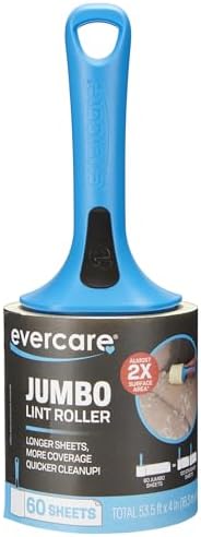 Evercare Jumbo Lint Roller, 60‑Sheet Extra‑Large Adhesive Roller with Blue Handle for Pet Hair & Lint by Evercare