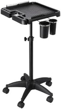 Salon Rolling Tray, Height Adjustable Tattoo Tray Rolling Cart, Storage Utility Trolley for Spa, Beauty Salon Service, Hairdresser Cart with Wheels, Black (Upgrade Black-Tray) by Roixeeds