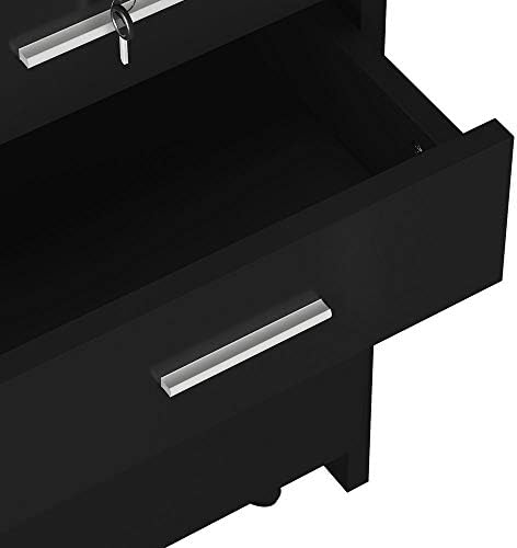 Salon Wood Rolling Drawer Cabinet Salon Trolley Spa 3-layer Cabinet Equipment with A Lock Hair Dryer Holder Stylist Equipment Drawer Hairdressing Cabinet Storage Station (Black) - Image 6