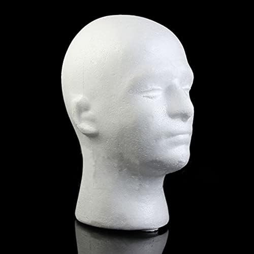 Male Foam Head Model, Foam Mannequin Head Model Wig Hair Hat Display - Male Mannequin Head Manikin Wig Glasses Hat Display Stand for Jewelry Wigs Scravat (White) - Image 4