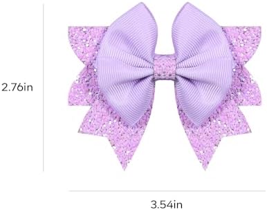 Glitter Light Purple Hair Bow Clips 2pc 3.5" Sparkly Boutique Ribbon Alligator Barrettes for Cheerleader Girls Costume Birthday Back School Dress Decor Accessory Gift - Image 7