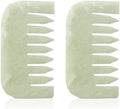 Geiserailie 2 Pcs Jade Combs Gua Sha Stone Scalp Massage Tool by Geiserailie