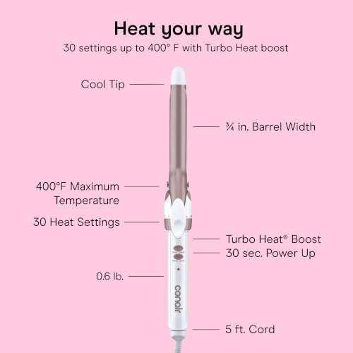 Conair Curling Iron, Double Ceramic, 3/4-in. Width, White/Rose Gold - Image 4