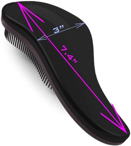 79STYLE 3pcs Detangler Brush Naturals Detangling Hair Comb Glide Thru No Pain Tangle Free For Women Men, Kids Wet, Dry Curly Hair Accessory (Single Black-Size 7.4") - Image 4