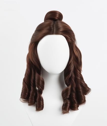 Brown Wig for Kids Girls Long Curly Belle Wig Princess Cosplay Wig Halloween Cosplay Wigs (Dark Brown) - Image 4