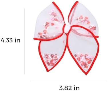 Valentines Hair Bow Gift for Girls Women 4in Red Heart Mesh Tulle Fable Bow Alligator Clips for Teen Toddler Kids Cute Valentine's Day Holiday Party Dress Decoration Accessories - Image 7