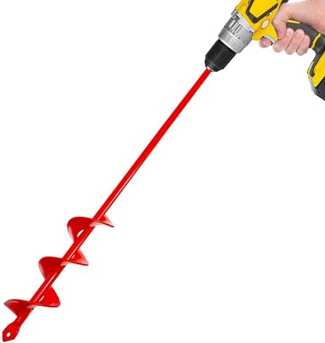 Auger Drill Bit for Planting 1.6"x16.5" Garden Spiral Drill Bit,Heavy-Duty Bulb Auger, Post Hole Digger for 3/8” Hex Driver Drill Solid Shaft by SORANGEUN