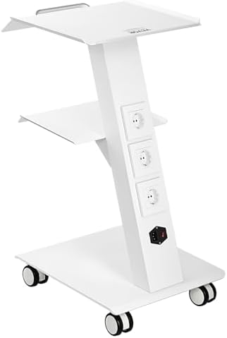 VEVOR Rolling Esthetician Cart, 3 Built-in US Sockets, Metal Utility Cart by VEVOR