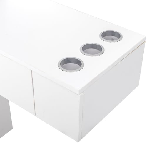 OmySalon Wall Mount Barber Stations, Salon Stations for Hair Stylist, Hair Styling Equipement Set with a Storage Cabinet, 2 Drawers and a 3 Tier Shelf (White) - Image 5