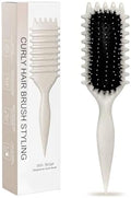 Beige Curl Defining Brush for Curly Hair – Detangling & Styling Brush for Women & Men, Defines 2A to 4C Curls, Reduces Frizz, Perfect for Wet & Dry Hair (Beige) by Sintario
