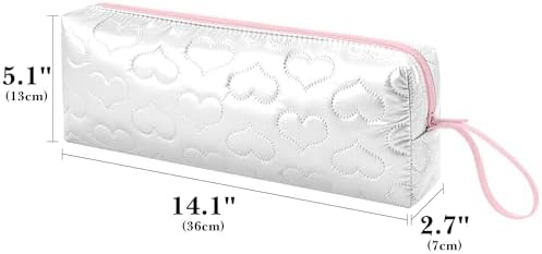 Heat Resistant Hair Tools Travel Bag, Portable Storage Case Pouch with Heart Pattern for Curling Irons, Flat Irons, Hair Straighteners and Accessories (White) - Image 2