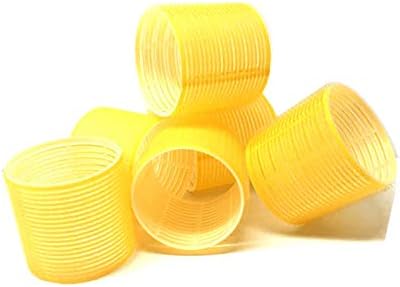 6 Pack Super Jumbo Self Grip Hair Rollers Pro Salon Hairdressing - Big Curlers Create Volume For Long Hair (Yellow) by THE+UM24