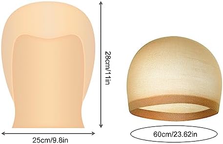Bald Cap Halloween, 4 Pcs Nylon Wig Caps 4 Pcs Latex Makeup Bald Cap for Adults Women Men Costume Accessory for Theme Halloween Party Cosplay - Image 2