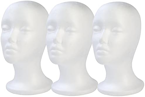 BALABALA 3 Pcs Foam Wig Head, Female Styrofoam Mannequin Hairpieces Stand Holder Cosmetics Model Head Wig Display for Style, Model, Display Hair, Hats, Hairpieces, Mask , Salon and Travel by BALABALA
