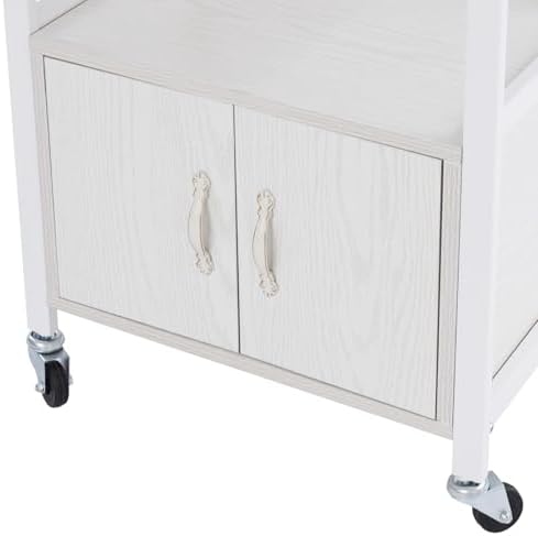 Beauty Salon Utility Trolley Cart, Movable Beauty Organizer Portable High Capacity Luggage Trolley Cart Free Standing Esthetician Rolling Makeup Carts w/4 Wheels for Beauty Spa Massage (White) - Image 5