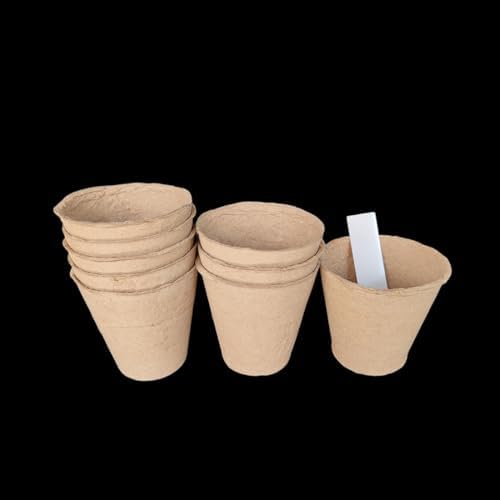 Jilukibo 100 Pack 3.15" Round Biodegradable Peat Pots, Seedling Starter Pots with Plant Labels, Paper Pulp Nursery Germination Cups for Herbs, Vegetables, Tomatoes & Flowers - Image 4
