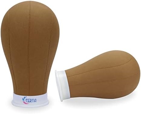 21Inch Canvas Block Wig Head Stand Set for Wig Display Styling Making Brown - Image 7