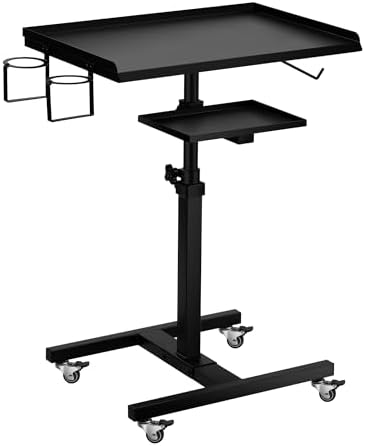 Premium Large Double Tier Rolling Workstation Table by POARMEEY