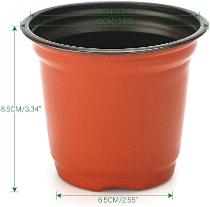 KINGLAKE 100 Pcs 4" Plastic Plants Nursery Pot/Pots Seedlings Flower Plant Container Seed Starting Pots,4 Inch,Red (Pack of 4) - Image 2