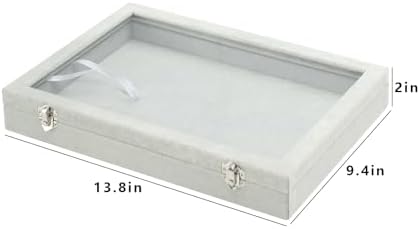 Coward Jewelry Organizer Tray Box, Grey Beige Velvet Blank Display Tray Case with Lid for Storage Necklaces Bracelets Rings Beads and Jewelry Accessories - Image 6