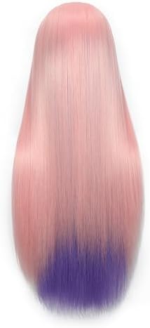26"-28" Mannequin Head Styling Mannequin Head for Hair Styling and Free Table Stand Training Head Manikin Cosmetology Doll Head with Long Fiber Hair Hairdresser Practice Head for Stylist (Pink purple) - Image 5