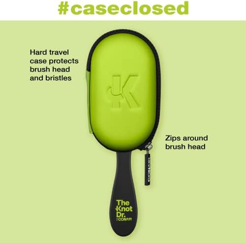Conair The Knot Doctor for Premium Pro Detangling Brush for Wet or Dry Hair with Green Storage Case, Black - Image 5