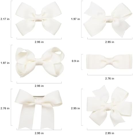 12-Pack 3" Off White Grosgrain Hair Bows for Girls, Handmade Alligator Clip Barrettes, Everyday Hair Accessories for Toddlers, Kids, Teens, Secure Non-Slip Styling in Pairs - Image 6