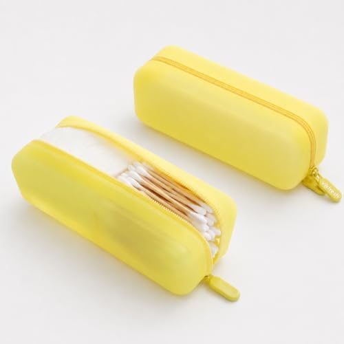 Cotton Pad Swab Travel Case, 2-in-1 Waterproof Organizer - Lemon Glow - Image 2