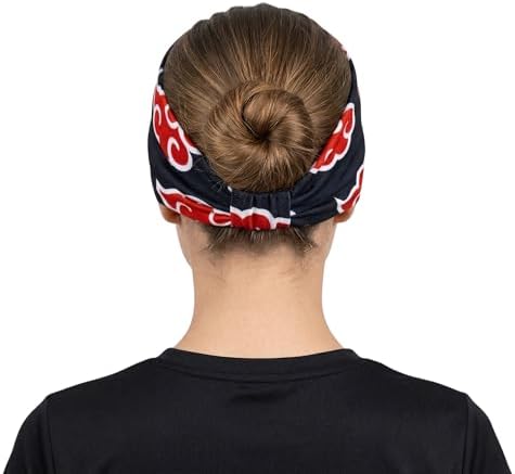 Anime Wave Headband for Men & Women – Adjustable Satin Compression Headband with Hook-and-Loop Strap for Sports, Gym, Running & Hair Control (Red Cloud) - Image 2