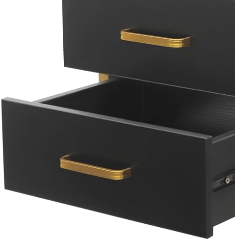Wall Mount Styling Station,Salon Storage Station Cabinet with Drawers,Beauty Barber Salon Storage Organizer 2 Hair Dryer Holders for Hair Stylist,Barber Shop,Home (Black,Gold) - Image 5