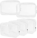 Wobe 5 Packs Clear Cosmetics Bag TSA Approved, PVC Zippered Toiletry Carry Pouch Portable Makeup Bag for Vacation Travel, Bathroom and Organizing Waterproof Makeup Vinyl Case (Large, White) by Wobe