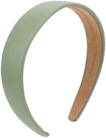 Sage Green Headband 1 Inch Faux PU Leather Hairband for Women Girls by Uintoon
